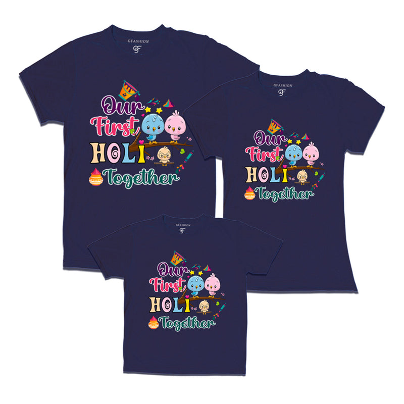 My First Holi  Together T-shirts for Dad Mom and Kids in Navy Color available @ gfashion.jpg