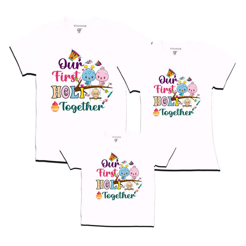 My First Holi  Together T-shirts for Dad Mom and Kids in White Color available @ gfashion.jpg