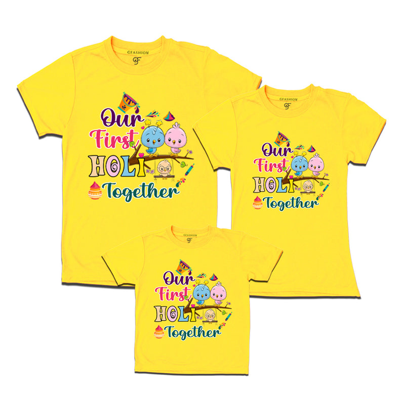 My First Holi  Together T-shirts for Dad Mom and Kids in Yellow Color available @ gfashion.jpg