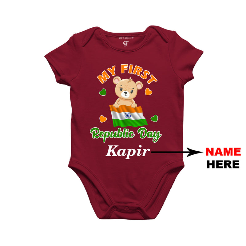 My First Republic Day Baby Onesie-Name Customized in Maroon Color available @ gfashion.jpg