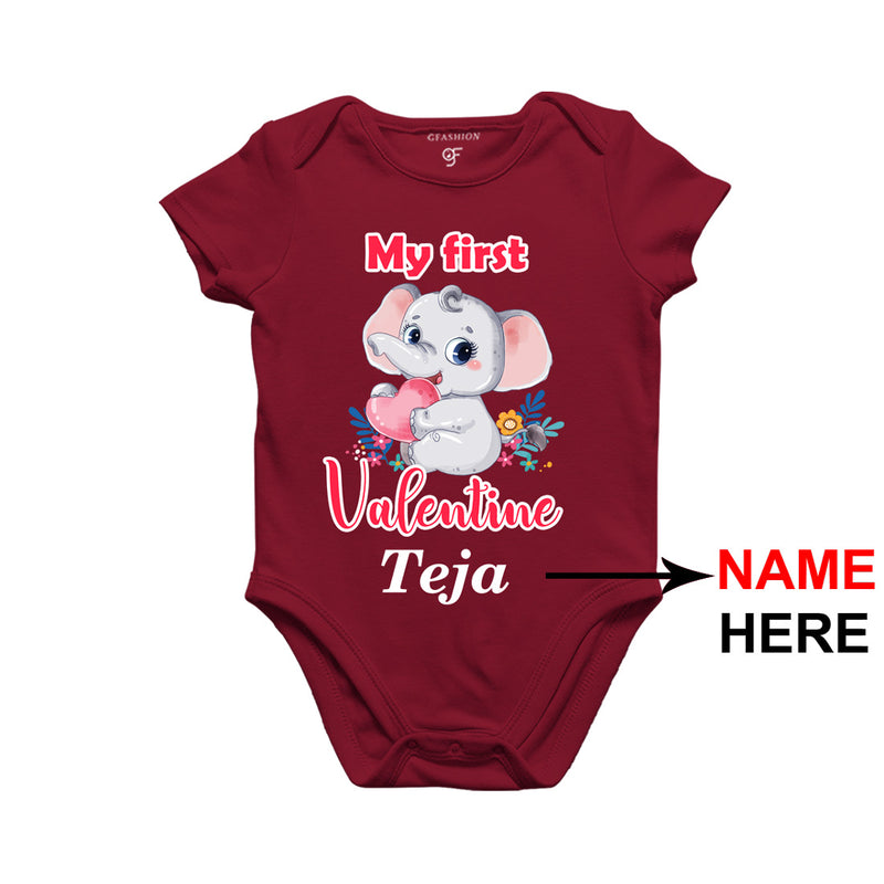 My First Valentine Baby Onesie-Name Customized in Maroon Color available @ gfashion.jpg