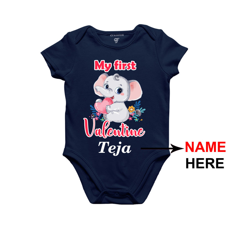 My First Valentine Baby Onesie-Name Customized in Navy Color available @ gfashion.jpg