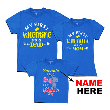 My First Valentine as a Dad-Mom-Baby with name  in Blue Color available @ gfashion.jpg