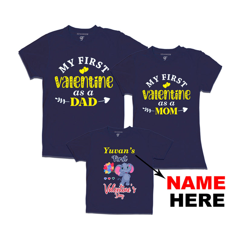 My First Valentine as a Dad-Mom-Baby with name  in Navy Color available @ gfashion.jpg