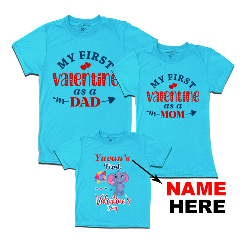 My First Valentine as a Dad-Mom-Baby with name in Sky Blue Color available @ gfashion.jpg