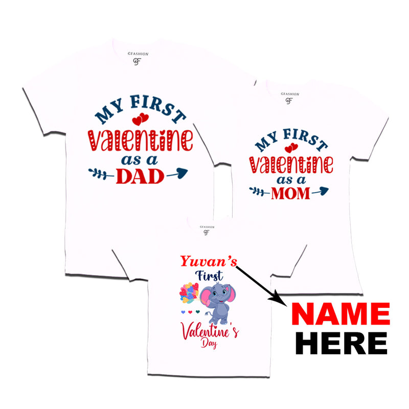 My First Valentine as a Dad-Mom-Baby with name  in White Color available @ gfashion.jpg