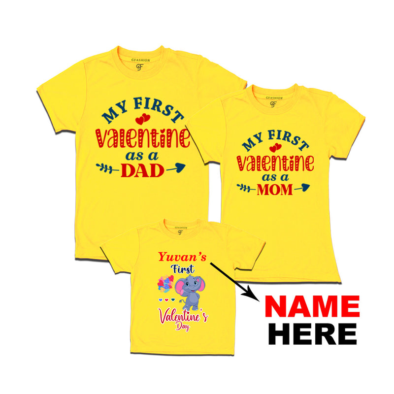 My First Valentine as a Dad-Mom-Baby with name  in Yellow Color available @ gfashion.jpg