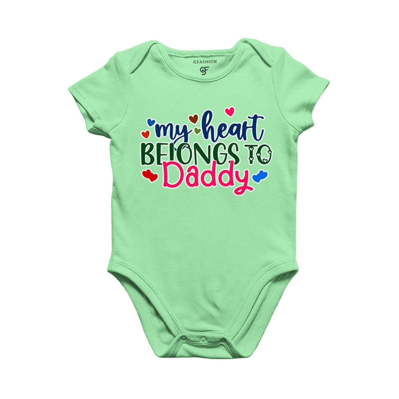 My Heart Belongs to Daddy Baby Rompers in Pista Green Color available @ gfashion.jpg
