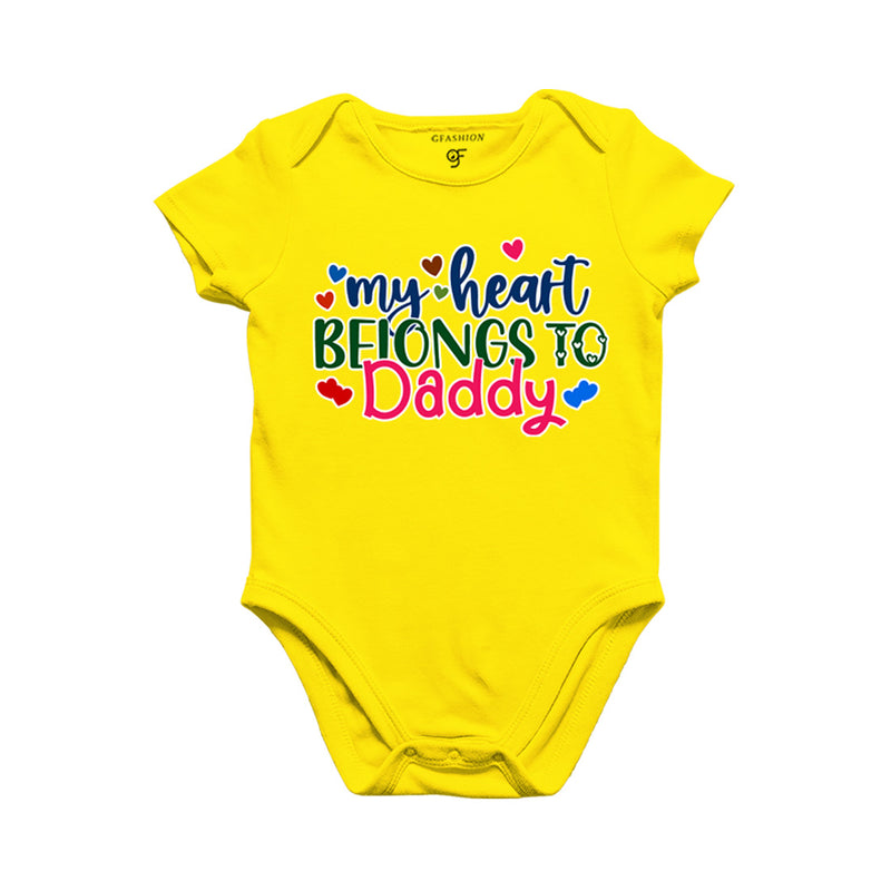 My Heart Belongs to Daddy Baby Rompers in Yellow Color available @ gfashion.jpg
