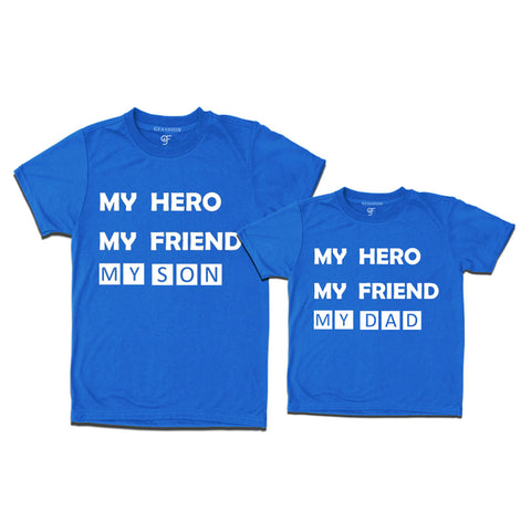 My Hero-My Friend-My Dad-My Son T-shirts  in Blue Color available @ gfashion