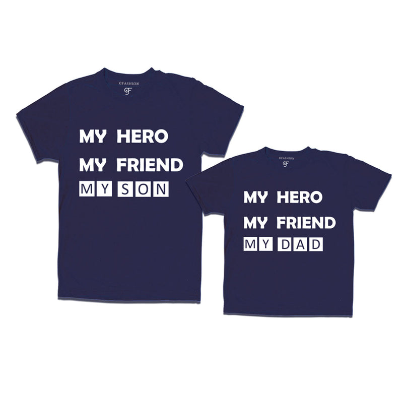 My Hero-My Friend-My Dad-My Son T-shirts  in Navy Color available @ gfashion