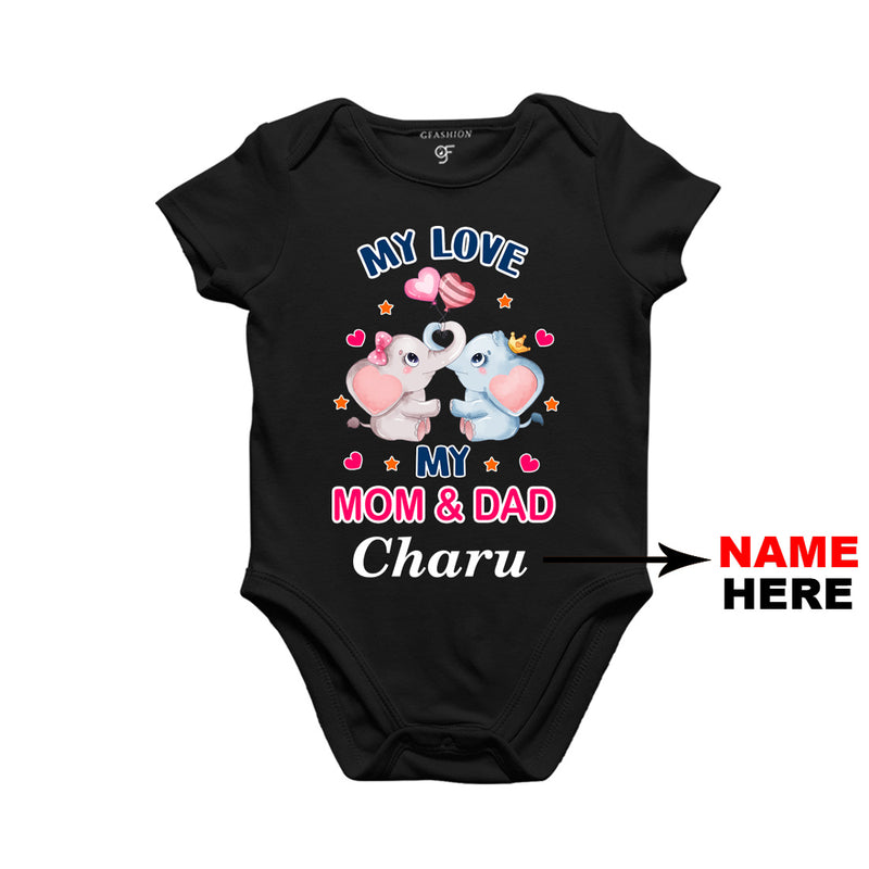 My Love My Dad and Mom Baby Bodysuit-Name Customized in Black Color available @ gfashion.jpg