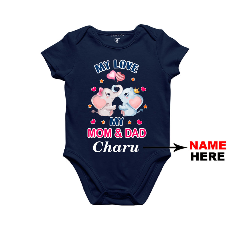 My Love My Dad and Mom Baby Bodysuit-Name Customized in Navy Color available @ gfashion.jpg