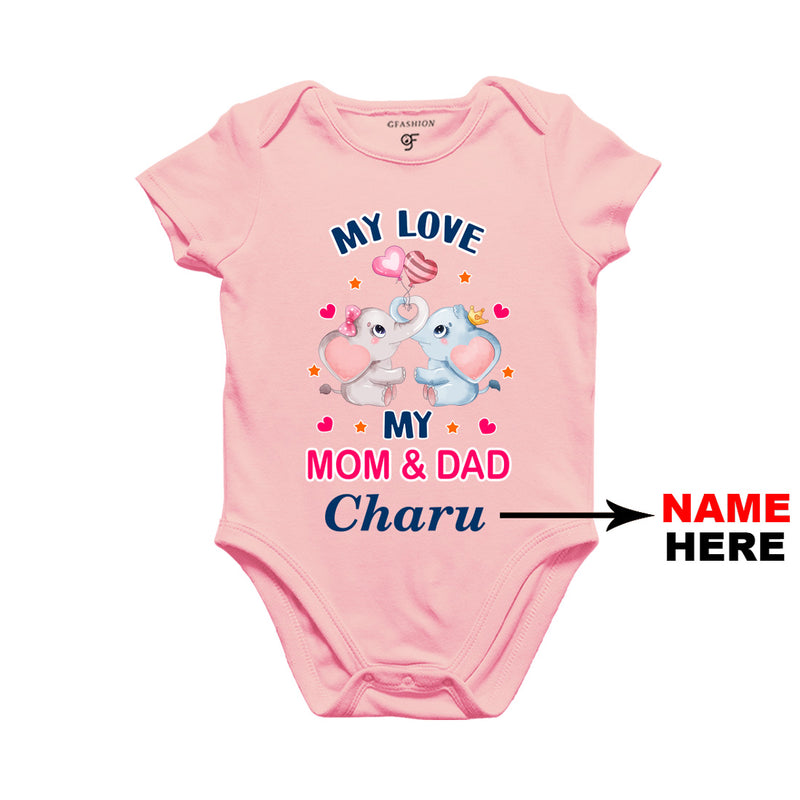 My Love My Dad and Mom Baby Bodysuit-Name Customized in Pink Color available @ gfashion.jpg