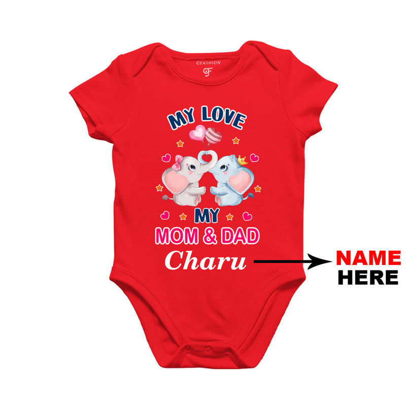 My Love My Dad and Mom Baby Bodysuit-Name Customized in Red Color available @ gfashion.jpg