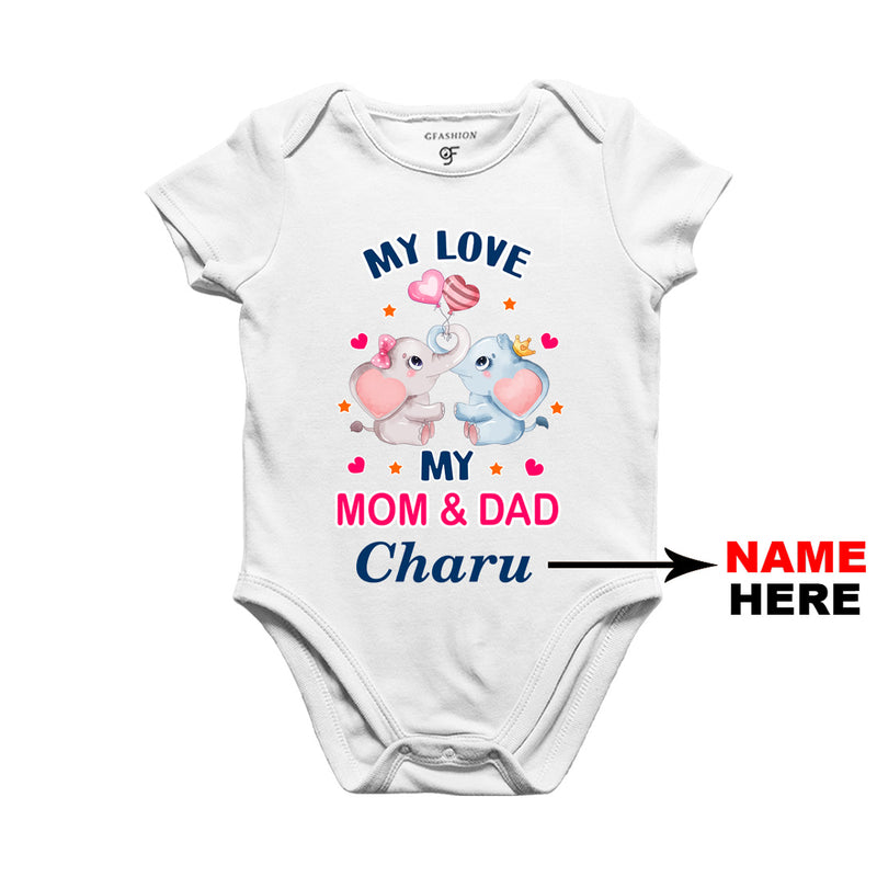 My Love My Dad and Mom Baby Bodysuit-Name Customized in White Color available @ gfashion.jpg
