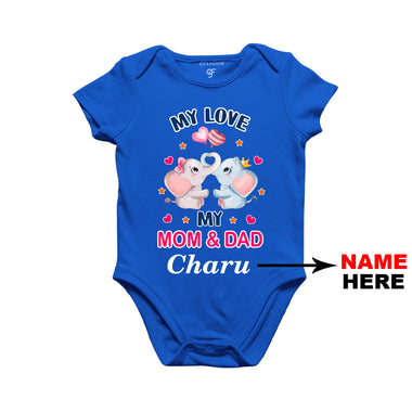 My Love My Dad and Mom Baby Bodysuit-Name Customized in Blue Color available @ gfashion.jpg