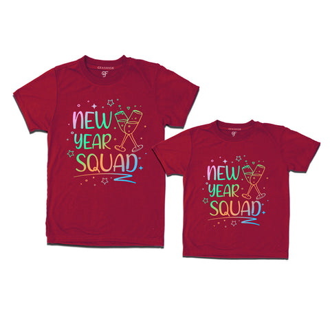New Year Squad Printed Combo T-shirts in Maroon Color avilable @ gfashion.jpg