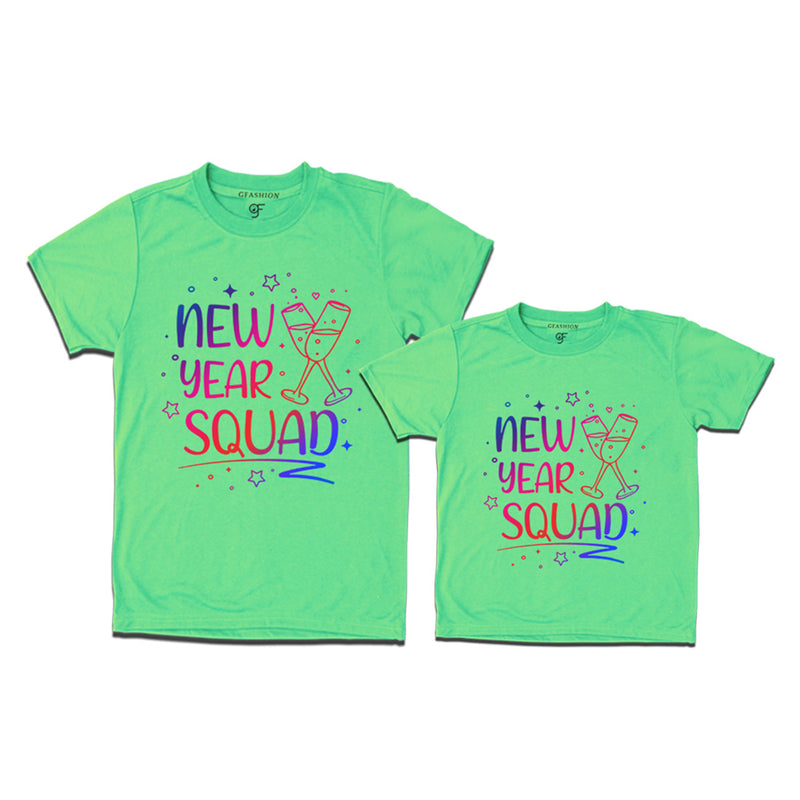 New Year Squad Printed Combo T-shirts in Pista Green Color avilable @ gfashion.jpg
