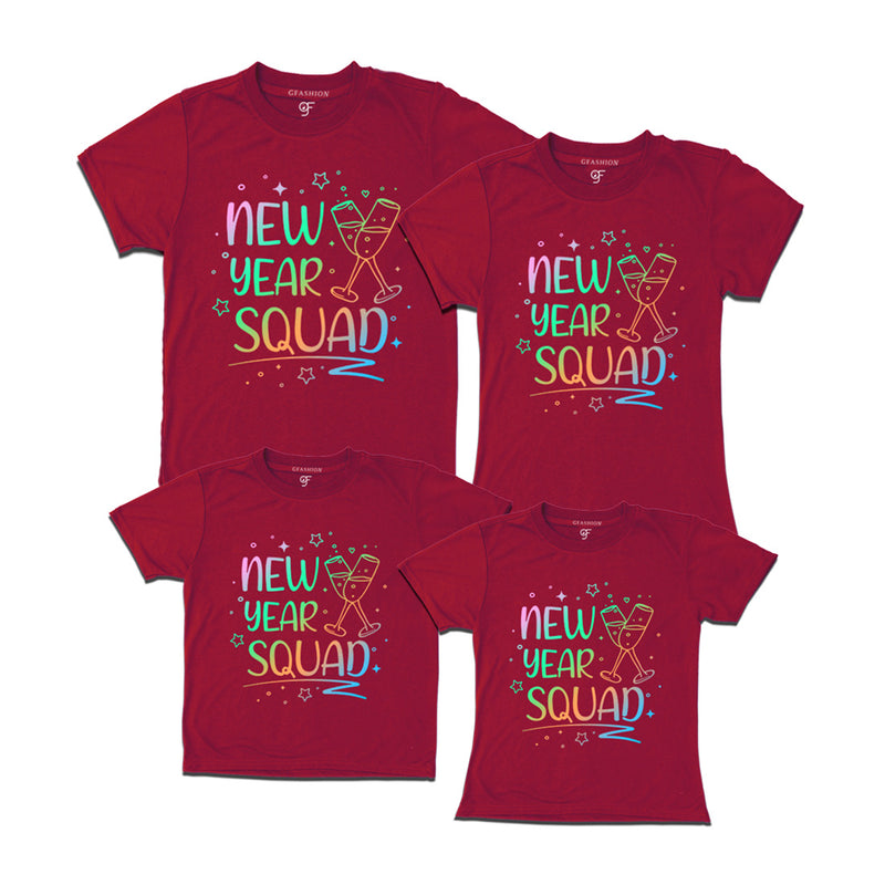 New Year Squad Printed T-shirts for Group in Maroon Color avilable @ gfashion.jpg