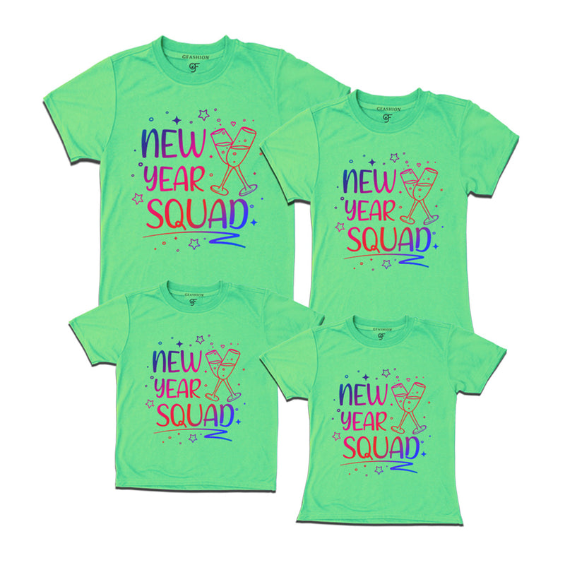 New Year Squad Printed T-shirts for Group in Pista Green Color avilable @ gfashion.jpg