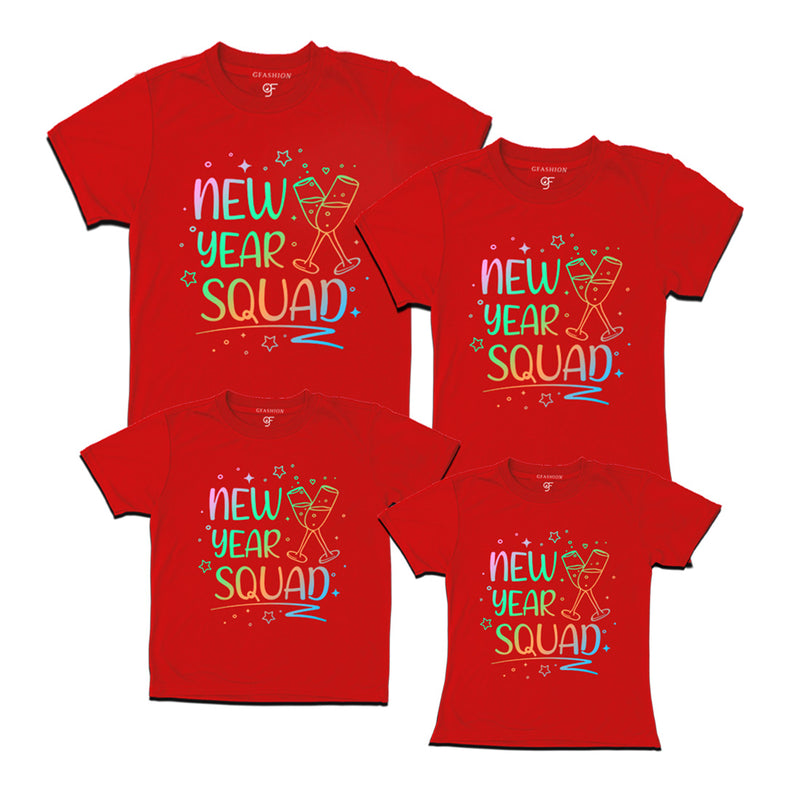 New Year Squad Printed T-shirts for Group in Red Color avilable @ gfashion.jpg