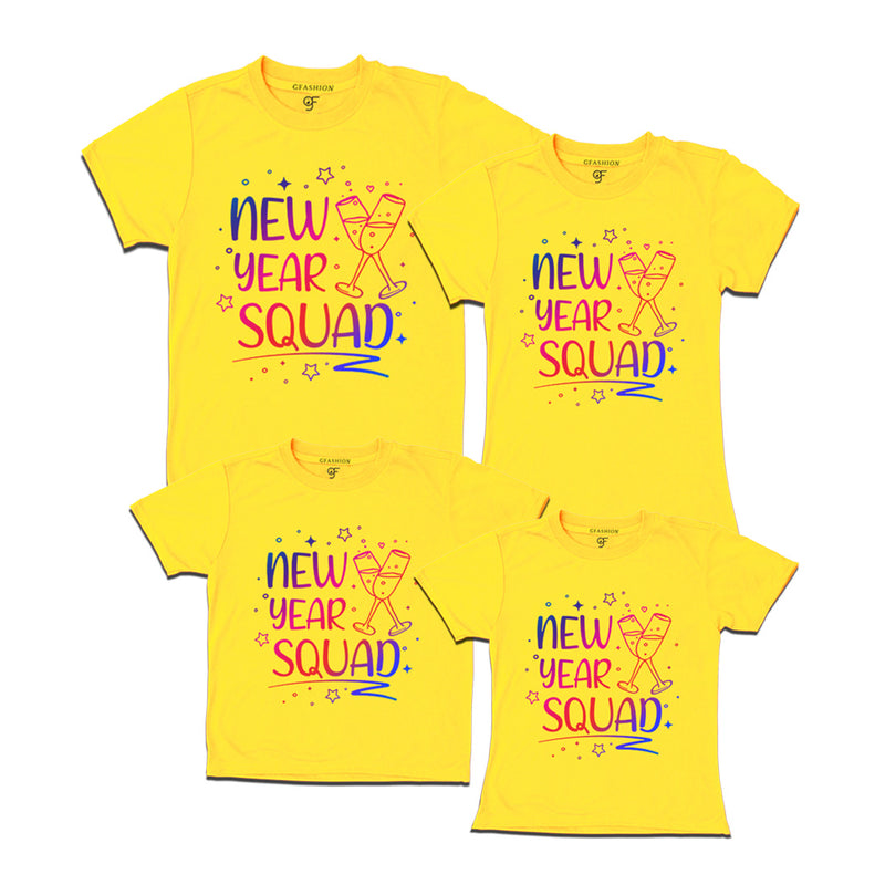 New Year Squad Printed T-shirts for Group in Yellow Color avilable @ gfashion.jpg