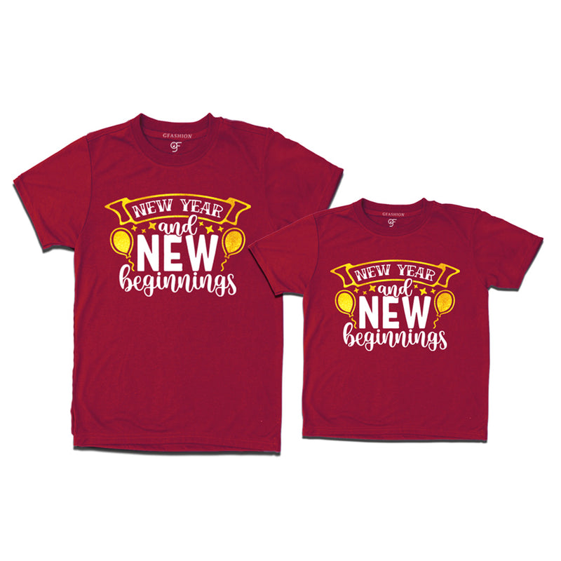 New Year and New Beginnings Combo T-shirts in Maroon Color avilable @ gfashion.jpg