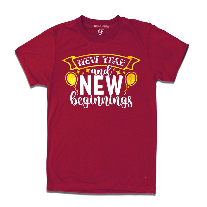 New Year and New Beginnings  T-shirt for Men-Women-Boy-Girl in Maroon Color avilable @ gfashion.jpg