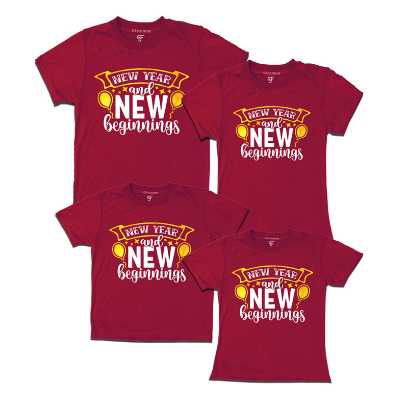 New Year and New Beginnings T-shirts for Family-Friends-Group in Maroon Color avilable @ gfashion.jpg