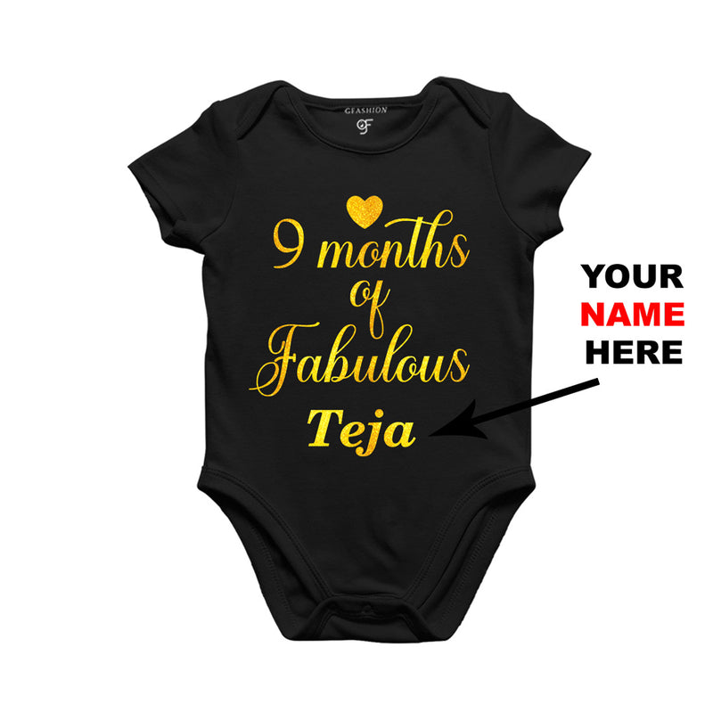 Nine Months of Fabulous Baby Bodysuit or Rompers or Onesie-Name Customized in Black Color available @ gfashion.jpg