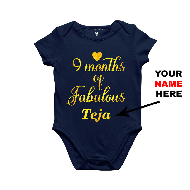 Nine Months of Fabulous Baby Bodysuit or Rompers or Onesie-Name Customized in Navy Color available @ gfashion.jpg