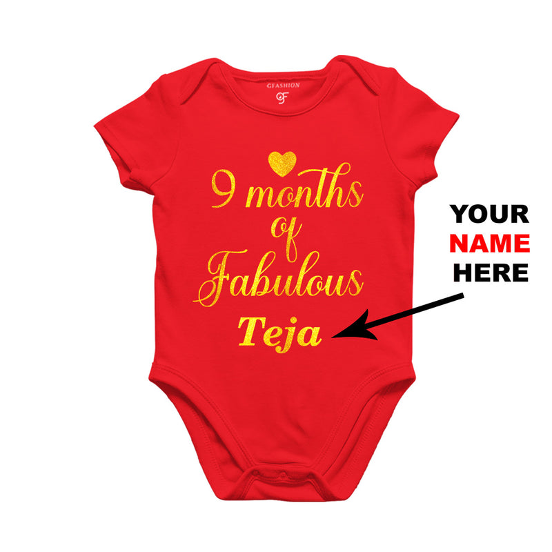 Nine Months of Fabulous Baby Bodysuit or Rompers or Onesie-Name Customized in Red Color available @ gfashion.jpg