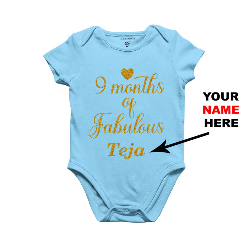 Nine Months of Fabulous Baby Bodysuit or Rompers or Onesie-Name Customized in Sky Blue Color available @ gfashion.jpg