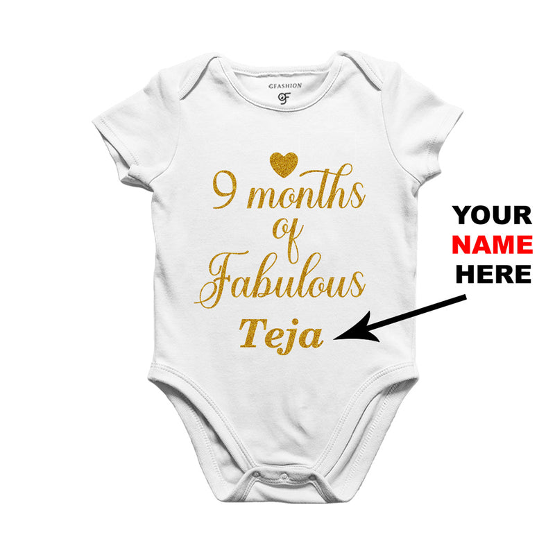 Nine Months of Fabulous Baby Bodysuit or Rompers or Onesie-Name Customized in White Color available @ gfashion.jpg