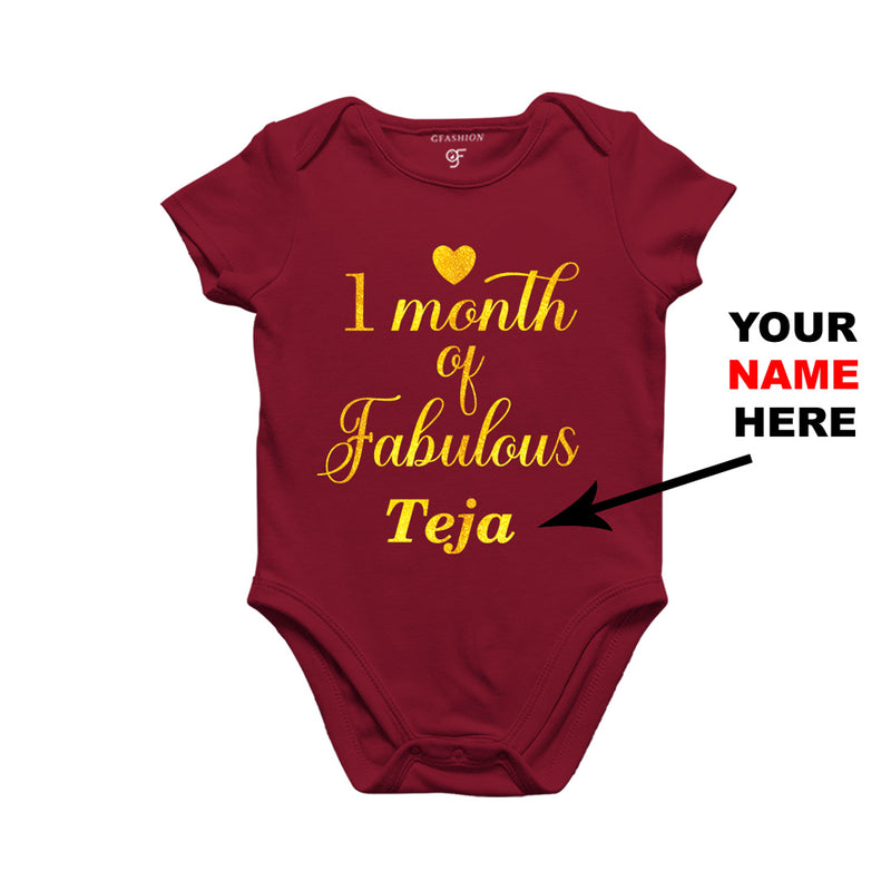 One Month of Fabulous Baby Bodysuit-Name Customized in Maroon Color available @ gfashion.jpg