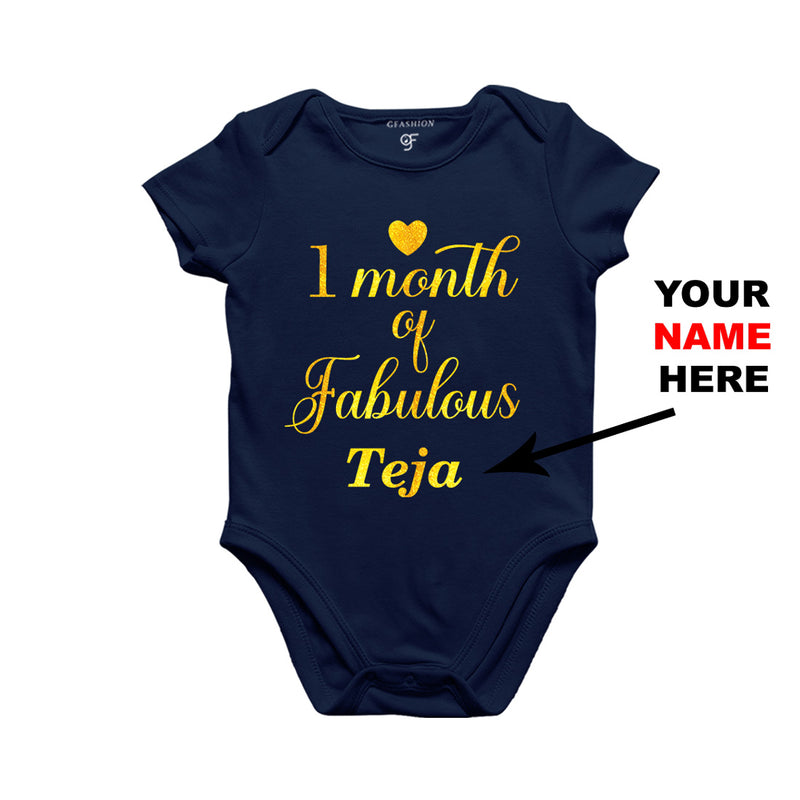 One Month of Fabulous Baby Bodysuit-Name Customized in Navy Color available @ gfashion.jpg