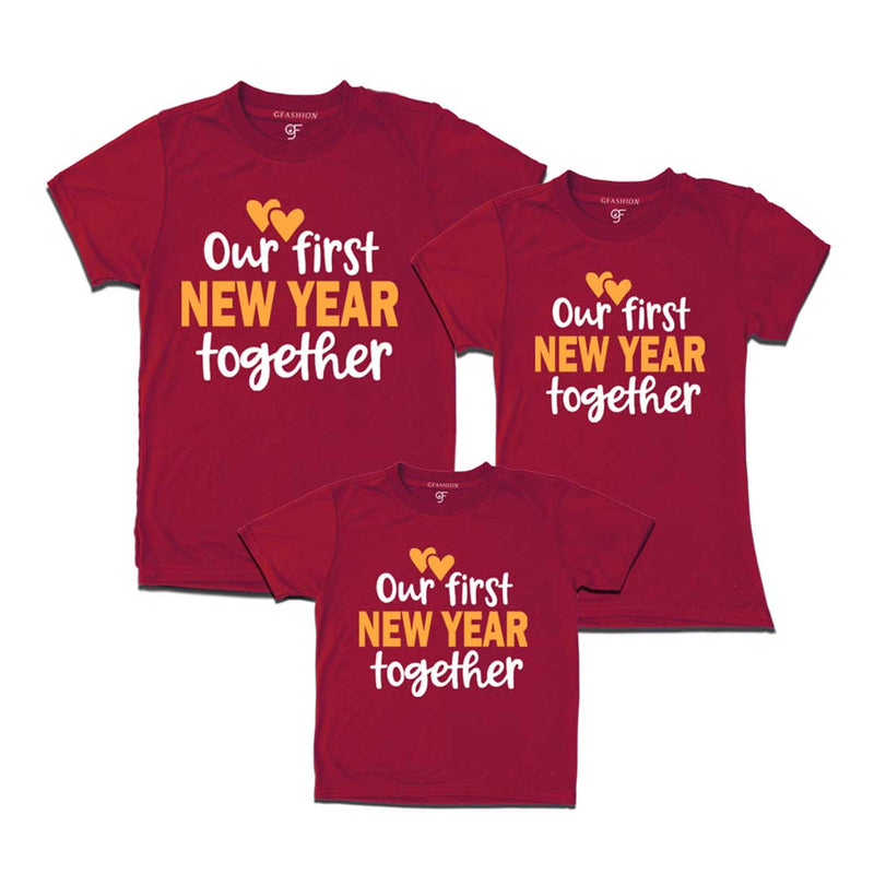 Our First New Year Together Family T-shirts in Maroon Color avilable @ gfashion.jpg