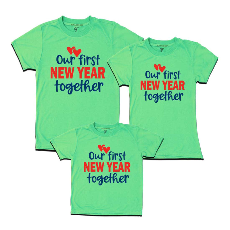 Our First New Year Together Family T-shirts in Pista Green Color avilable @ gfashion.jpg