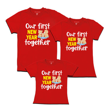 Our First New Year together T-shirts for Dad Mom and Daughter in Red Color avilable @ gfashion.jpg