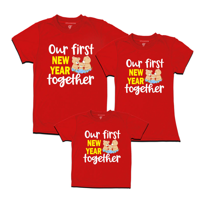 Our First New Year together T-shirts for Dad Mom and Son in Red Color avilable @ gfashion.jpg