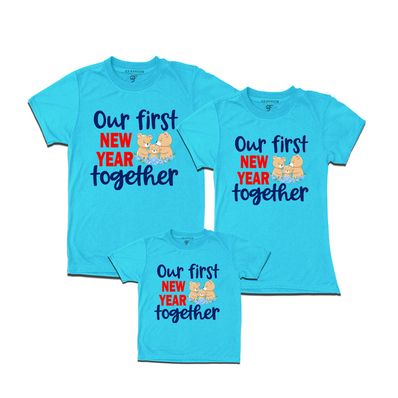 Our First New Year together T-shirts for Dad Mom and Son in Sky Blue Color avilable @ gfashion.jpg