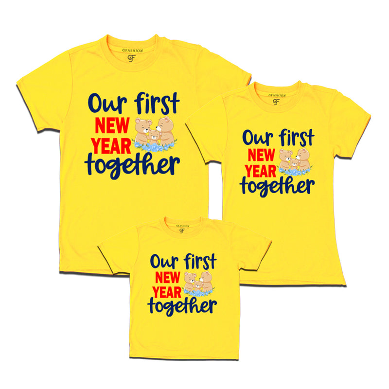 Our First New Year together T-shirts for Dad Mom and Son in Yellow Color avilable @ gfashion.jpg