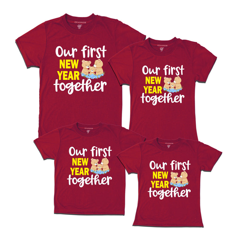 Our First New Year together T-shirts for Family in Maroon Color avilable @ gfashion.jpg