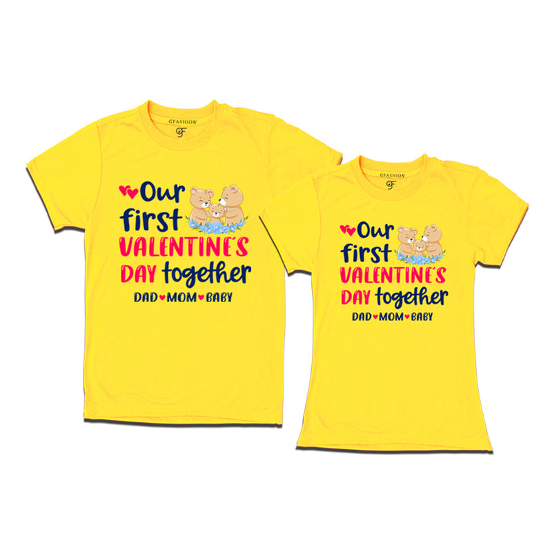 Our First Valentine's Day Together Couples T-shirts in Yellow Color available @ gfashion.jpg