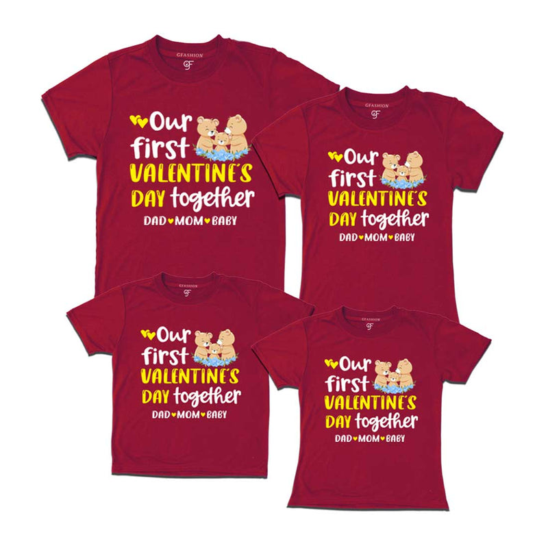 Our First Valentine's Day Together Family T-shirts in Maroon Color available @ gfashion.jpg