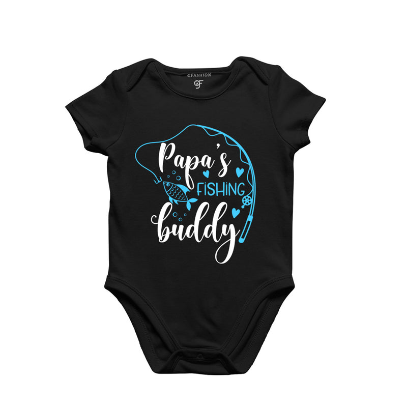 Papa's Fishing Buddy-Baby Bodysuit or Rompers or Onesie in Black Color available @ gfashion.jpg