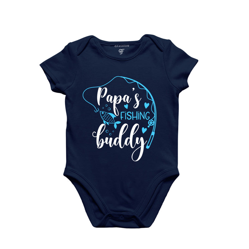 Papa's Fishing Buddy-Baby Bodysuit or Rompers or Onesie in Navy Color available @ gfashion.jpg