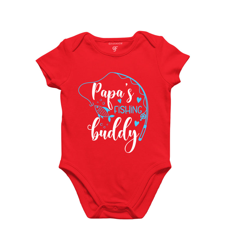 Papa's Fishing Buddy-Baby Bodysuit or Rompers or Onesie in Red Color available @ gfashion.jpg