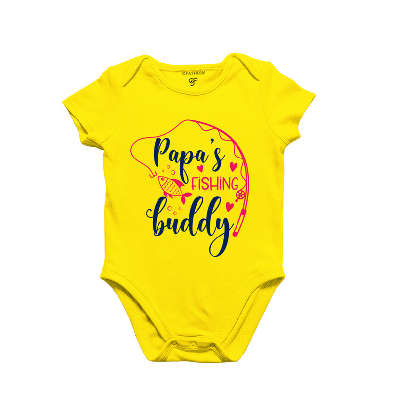 Papa's Fishing Buddy-Baby Bodysuit or Rompers or Onesie in Yellow Color available @ gfashion.jpg